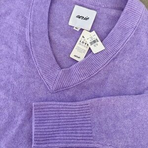 NWT Aerie Lavender Purple V Neck Oversized Pullover Sweater XXS 2XS